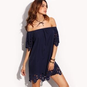 LAST 1! Navy cutout off the shoulder dress